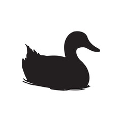 Duck icon. Duck black silhouette isolated on white background. Vector illustration, Domestic and wild ducks.