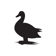 Duck icon. Duck black silhouette isolated on white background. Vector illustration, Domestic and wild ducks.