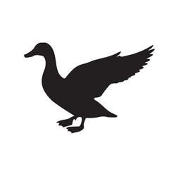 Duck icon. Duck black silhouette isolated on white background. Vector illustration, Domestic and wild ducks.
