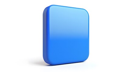 Obraz premium Blank Mobile application icon, button - blue square with round corners. 3d rendering, white background