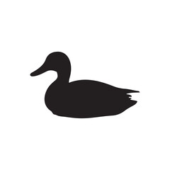 Duck icon. Duck black silhouette isolated on white background. Vector illustration, Domestic and wild ducks.