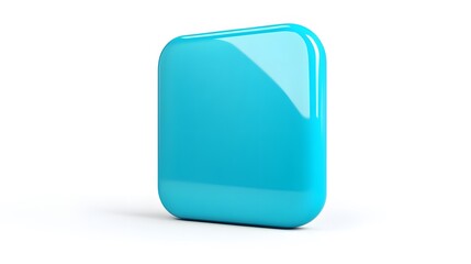 Blank Mobile application icon, button - blue square with round corners. 3d rendering, white background