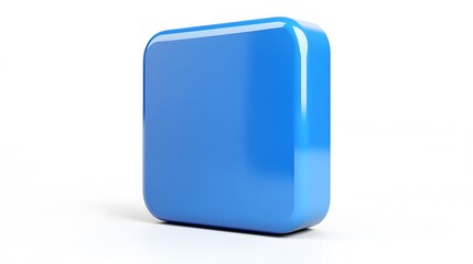 Blank Mobile application icon, button - blue square with round corners. 3d rendering, white background