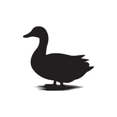 Duck icon. Duck black silhouette isolated on white background. Vector illustration, Domestic and wild ducks.