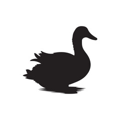 Duck icon. Duck black silhouette isolated on white background. Vector illustration, Domestic and wild ducks.