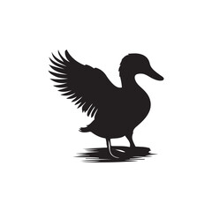 Duck icon. Duck black silhouette isolated on white background. Vector illustration, Domestic and wild ducks.