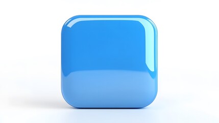 Blank Mobile application icon, button - blue square with round corners. 3d rendering, white background