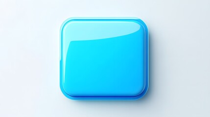 Blank Mobile application icon, button - blue square with round corners. 3d rendering, white background