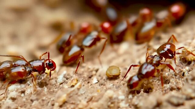 red may industrious nature offering fascinating look behavior wild animal ant arthropod attack background behaviour bite cooperation creature detail eat family garden group help insect lonely rush
