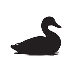 Duck icon. Duck black silhouette isolated on white background. Vector illustration, Domestic and wild ducks.