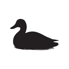 Duck icon. Duck black silhouette isolated on white background. Vector illustration, Domestic and wild ducks.