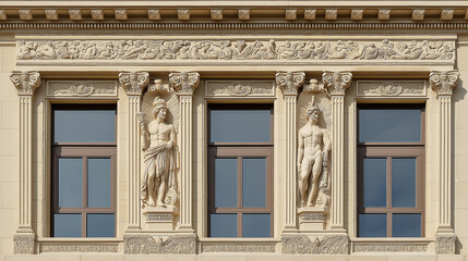 Obraz premium Intricate architectural details of building facade showcasing ornate design and craftsmanship