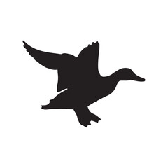 Duck icon. Duck black silhouette isolated on white background. Vector illustration, Domestic and wild ducks.