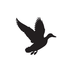 Duck icon. Duck black silhouette isolated on white background. Vector illustration, Domestic and wild ducks.