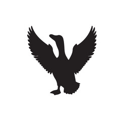 Obraz premium Duck icon. Duck black silhouette isolated on white background. Vector illustration, Domestic and wild ducks.