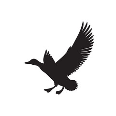 Duck icon. Duck black silhouette isolated on white background. Vector illustration, Domestic and wild ducks.
