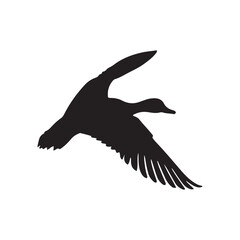 Duck icon. Duck black silhouette isolated on white background. Vector illustration, Domestic and wild ducks.