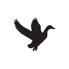 Duck icon. Duck black silhouette isolated on white background. Vector illustration, Domestic and wild ducks.