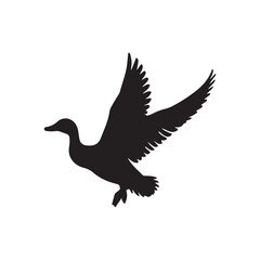 Obraz premium Duck icon. Duck black silhouette isolated on white background. Vector illustration, Domestic and wild ducks.