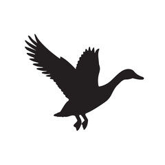 Obraz premium Duck icon. Duck black silhouette isolated on white background. Vector illustration, Domestic and wild ducks.