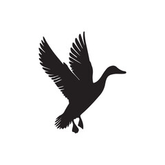 Duck icon. Duck black silhouette isolated on white background. Vector illustration, Domestic and wild ducks.