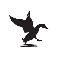 Duck icon. Duck black silhouette isolated on white background. Vector illustration, Domestic and wild ducks.
