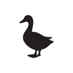 Duck icon. Duck black silhouette isolated on white background. Vector illustration, Domestic and wild ducks.