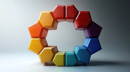 3d rendering hexagon with white background