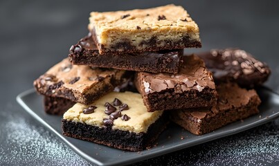  cookies and brownies are piled on top of each other, Generative AI