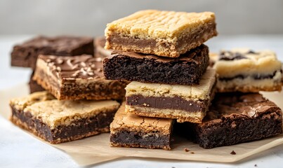  cookies and brownies are piled on top of each other, Generative AI