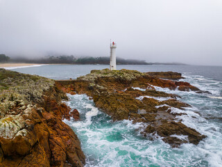 Faro y praia do Lago en Muxia Galicia