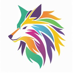 Icon logo of wolf with eagle on white background Created with Generative AI technology.