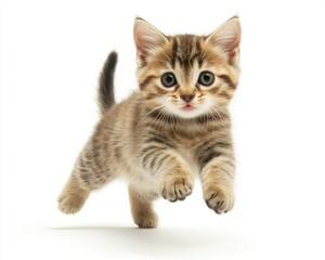 Cat kitten in motion pose transparent background