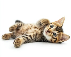 Cat kitten in motion pose transparent background