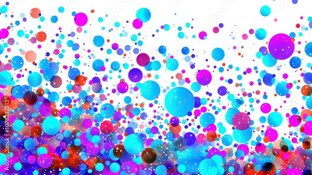 Poster vibrant abstract pattern of colorful bubbles in vivid shades creating a dynamic and energetic visual