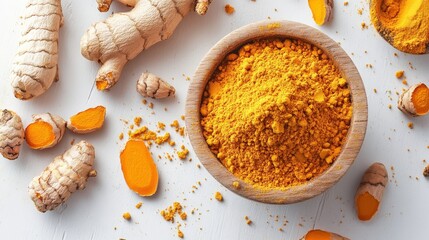 A bowl of ground turmeric and ginger