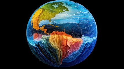 Intricate earth layers and geographic contours visualization GIS Day