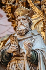 Fototapeta premium Feast of St. Ambrose Religious heritage sculpture with intricate detail in historical setting