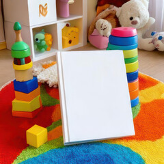 Naklejka premium White layout, children's book with clean white pages,closed book