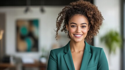 Fototapeta premium Confident Young Woman in Professional Attire with a Bright Smile