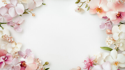Floral Frame with Pink and White Orchids