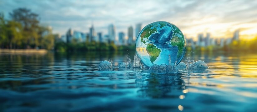 Global initiatives for clean water accessibility and management, solid color background