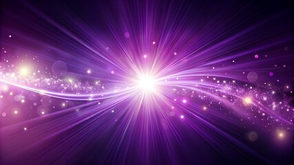 Obraz premium A bright flash of light with a glow effect with pink and purple hues with shimmering particles and purple rays on a purple background
