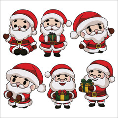 cute santa claus set vector illustration