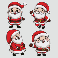 cute santa claus set vector illustration