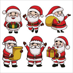 cute santa claus set vector illustration