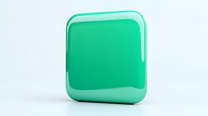Blank Mobile application icon, button - green square with round corners. 3d rendering, white background