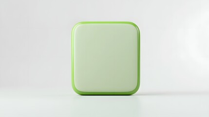 Blank Mobile application icon, button - green square with round corners. 3d rendering, white background