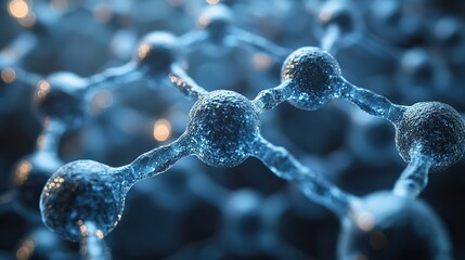 blue molecules with different angles 3d rendering