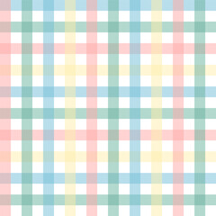 Colorful gingham seamless pattern.Checkered tartan plaid repeat pattern in blue green red yellow.Geometric vector illustration background wallpaper.